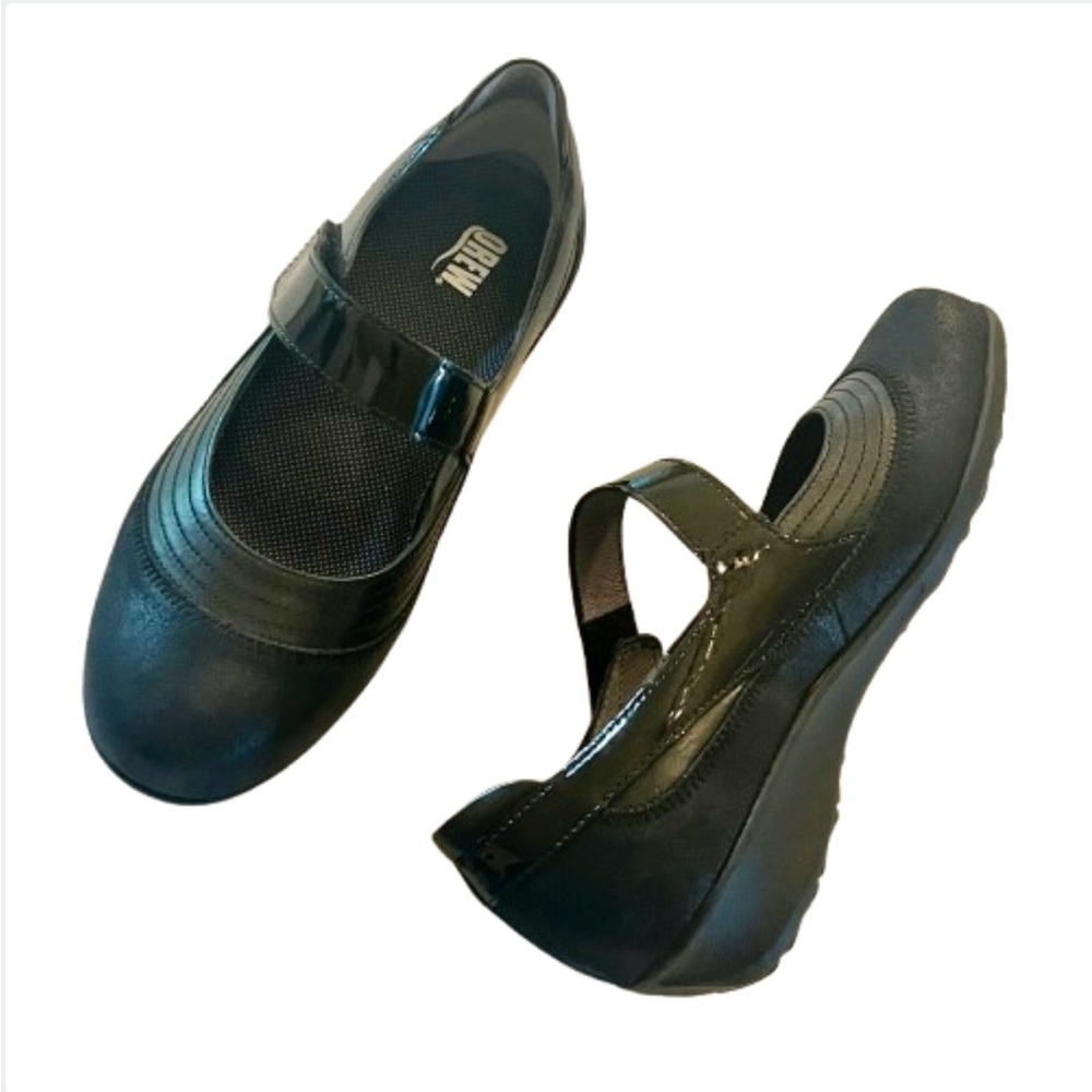Drew Genoa Shoes Mary Jane Black Orthopedic Easy On Comfort Hookloop Sz 8 1/2 WW